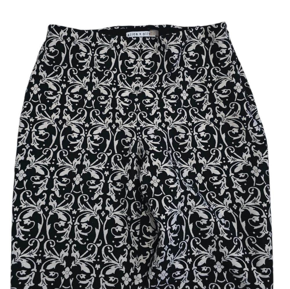 Alice + Olivia Royce Damask Side Zip Jacquard Brocade Pant - Picture 7 of 14